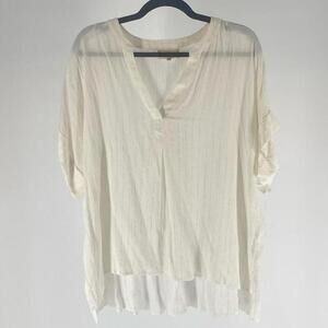 Lightweight Cream Button-Up Blouse